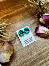 Load image into Gallery viewer, Blue Magnesite Turquoise & Red Cluster Studs