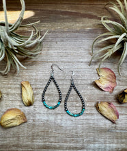 Load image into Gallery viewer, Teardrop Earrings – Sterling Silver Pearl & Blue Turquoise Heishi