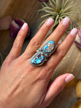 Load image into Gallery viewer, 2-Stone Golden Hills Turquoise Sterling Silver Ring – Adjustable