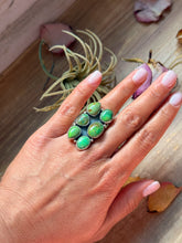 Load image into Gallery viewer, Green Turquoise Sterling Silver Cluster Ring – Size 6