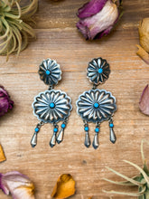 Load image into Gallery viewer, Sterling Silver Kingman Turquoise Dangle Earrings – Native Made