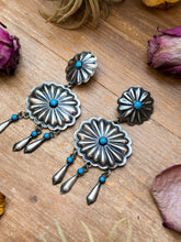 Load image into Gallery viewer, Sterling Silver Kingman Turquoise Dangle Earrings – Native Made
