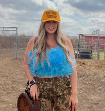 Load image into Gallery viewer, Fancy Feather Top - Turquoise (Larges Only)
