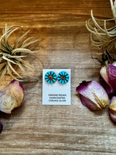 Load image into Gallery viewer, Blue Magnesite Turquoise &amp; Red Cluster Studs
