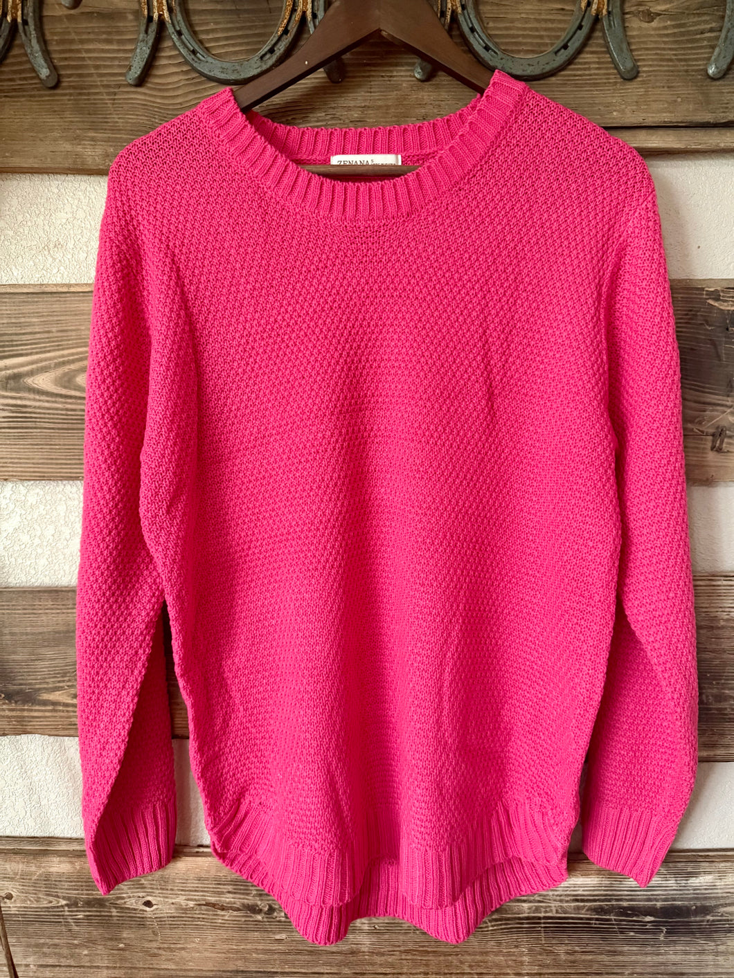 Waffle Sweater - Hot Pink