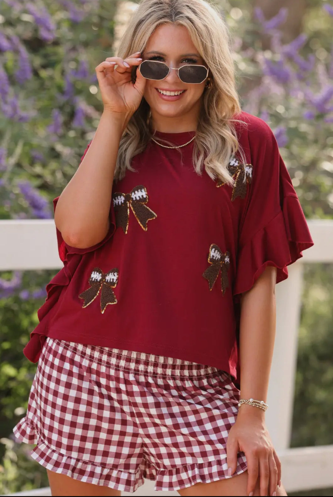 Gingham Shorts - Maroon