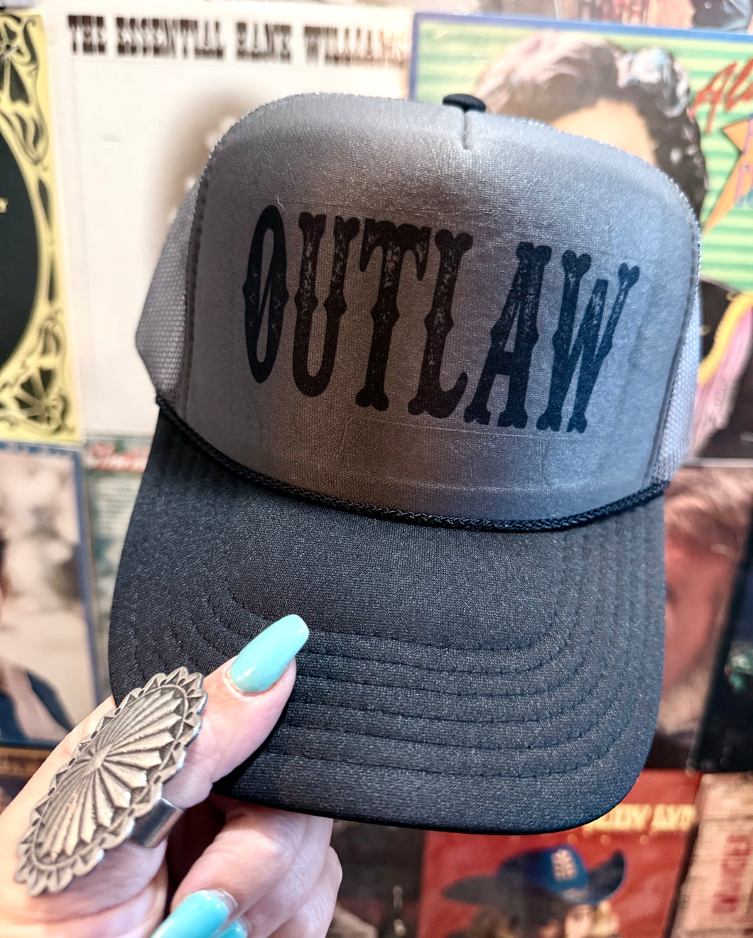 Outlaw Trucker Hat: Charcoal