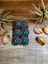 Load image into Gallery viewer, Triple Concho Dangle Earrings with Kingman Turquoise – Sterling Silver, Post Top
