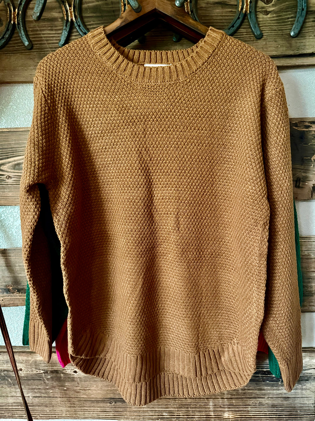Waffle Sweater - Deep Camel