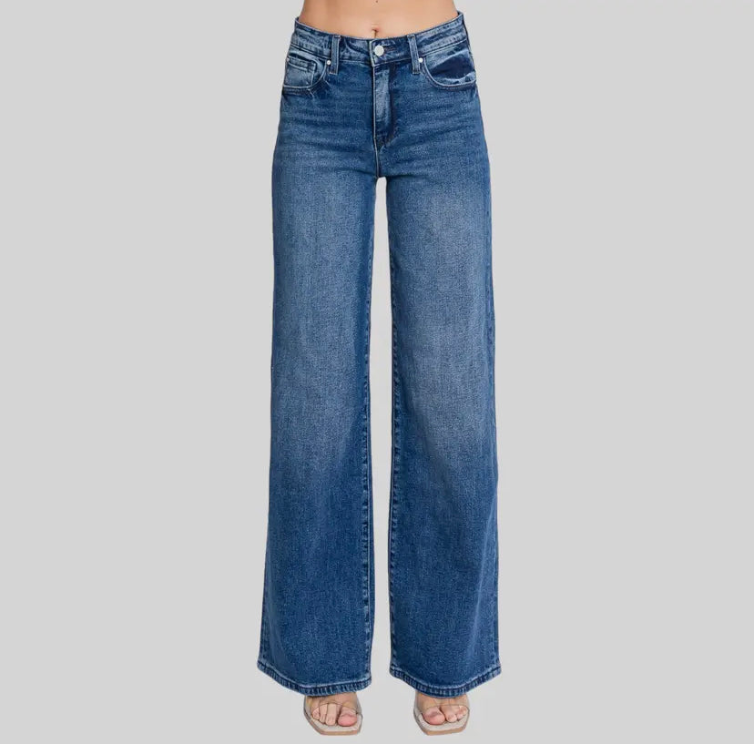 High Rise Comfort Stretch Wide Leg Jeans