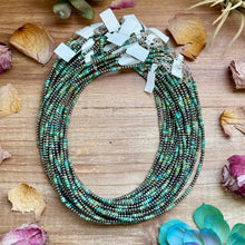 Load image into Gallery viewer, Faceted Turquoise Necklace with Sterling Silver Pearls – 18”
