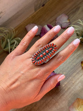 Load image into Gallery viewer, Red Coral Cluster Sterling Silver Ring – Size 9
