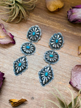 Load image into Gallery viewer, Sterling Silver Kingman Turquoise Dangle Earrings – Native Made
