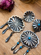 Load image into Gallery viewer, Sterling Silver Kingman Turquoise Dangle Earrings – Native Made
