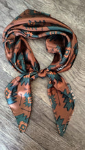 Load image into Gallery viewer, Wild Rag 100% SILK Brown and Teal

