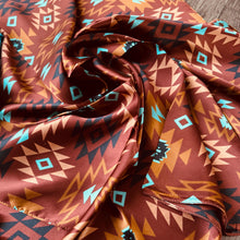 Load image into Gallery viewer, 100% Silk Wild Rag Chestnut and Turquoise
