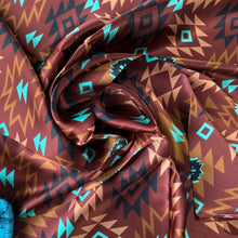 Load image into Gallery viewer, 100% Silk Wild Rag Chestnut and Turquoise
